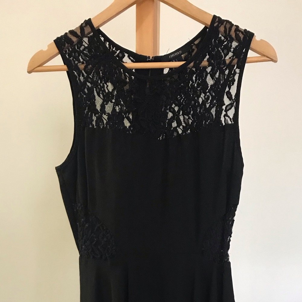 Black lace cut out dress